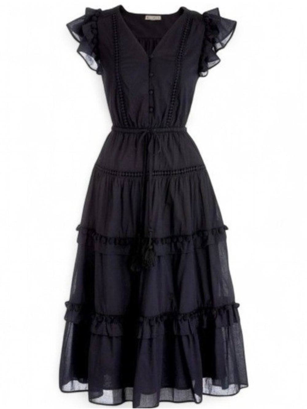 J Crew Pom-Pom Dress in Cotton Voile - Black size 10 ♡